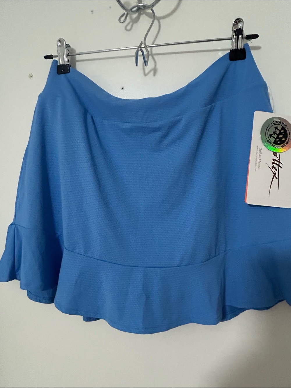 Gottex Light Blue Flared Mini Skirt with Ruffle Hem